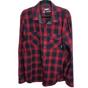 509 Red & Navy Plaid Basecamp Long Sleeve Mens Button Front Flannel Shirt  XL